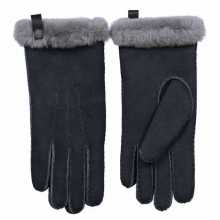 Blauwgrijze lamsvacht dames handschoenen