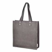 Shopper made from gray cow leather