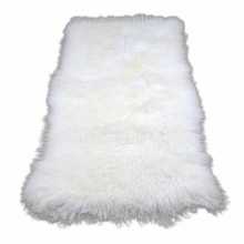 White rectangular sheepskin rug