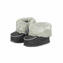 Gray lambskin baby slippers