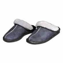 Ladies slide slippers blue gray