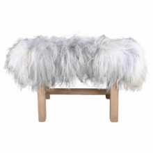 Bench covered with a white Icelandic sheepskin